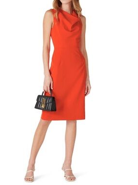 Milly Orange Cowl Neck Sheath Dress Size 10 | RTR